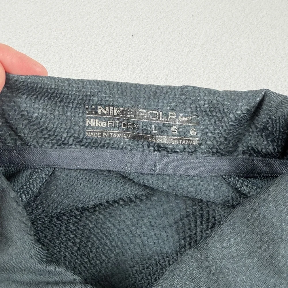Nike Golf Polo Shirt Mens Large Gray Dri Fit Palmer Course La Cantera Logo